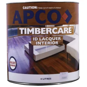 Apco Timbercare Instant Dry Laquer Interior Clear Gloss 4L