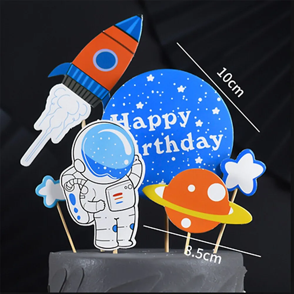 Astronaut Cake Decoration Universe Space Theme Cake Toppers Sprinkles Cakes Baking Ornaments For Kid Boy Birthday Party Supplies