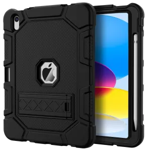 Azzsy Case for iPad 10th Generation 10.9 Inch 2022, [Built-in Pencil Holder] Heavy Duty Shockproof Rugged Protective Case for iPad 10.9 Inch 2022 Release, Black