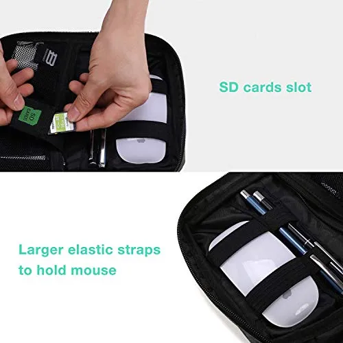 BAGSMART Electronic Organizer Small Travel Cable Organizer Bag for Hard Drives, Cables, Phone, USB, SD Card, Black