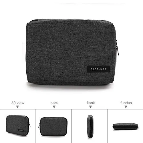 BAGSMART Electronic Organizer Small Travel Cable Organizer Bag for Hard Drives, Cables, Phone, USB, SD Card, Black