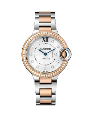 BALLON BLEU DE CARTIER, 33 MM, ROSE GOLD, STEEL, DIAMONDS