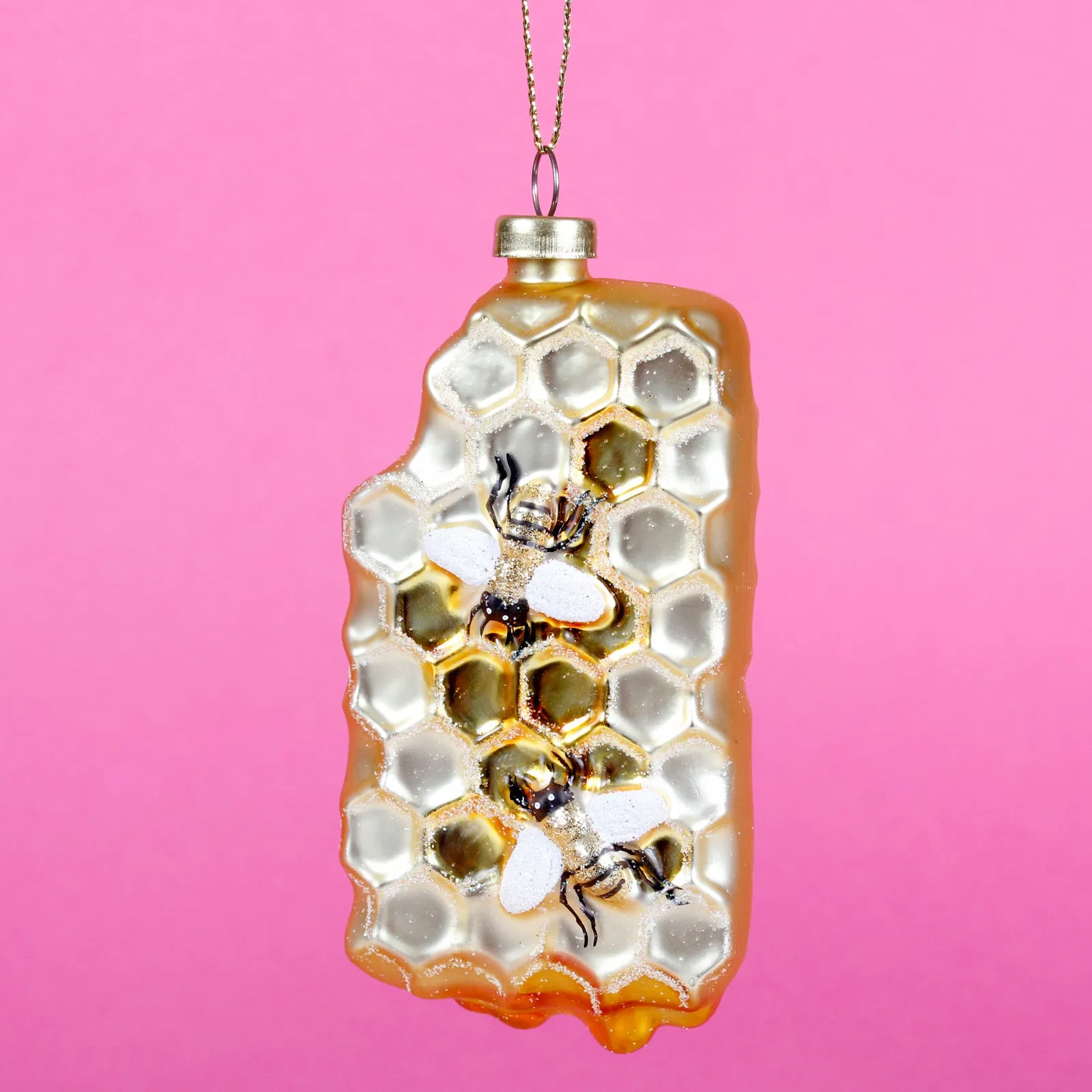 Bees on Honeycomb Shaped Bauble