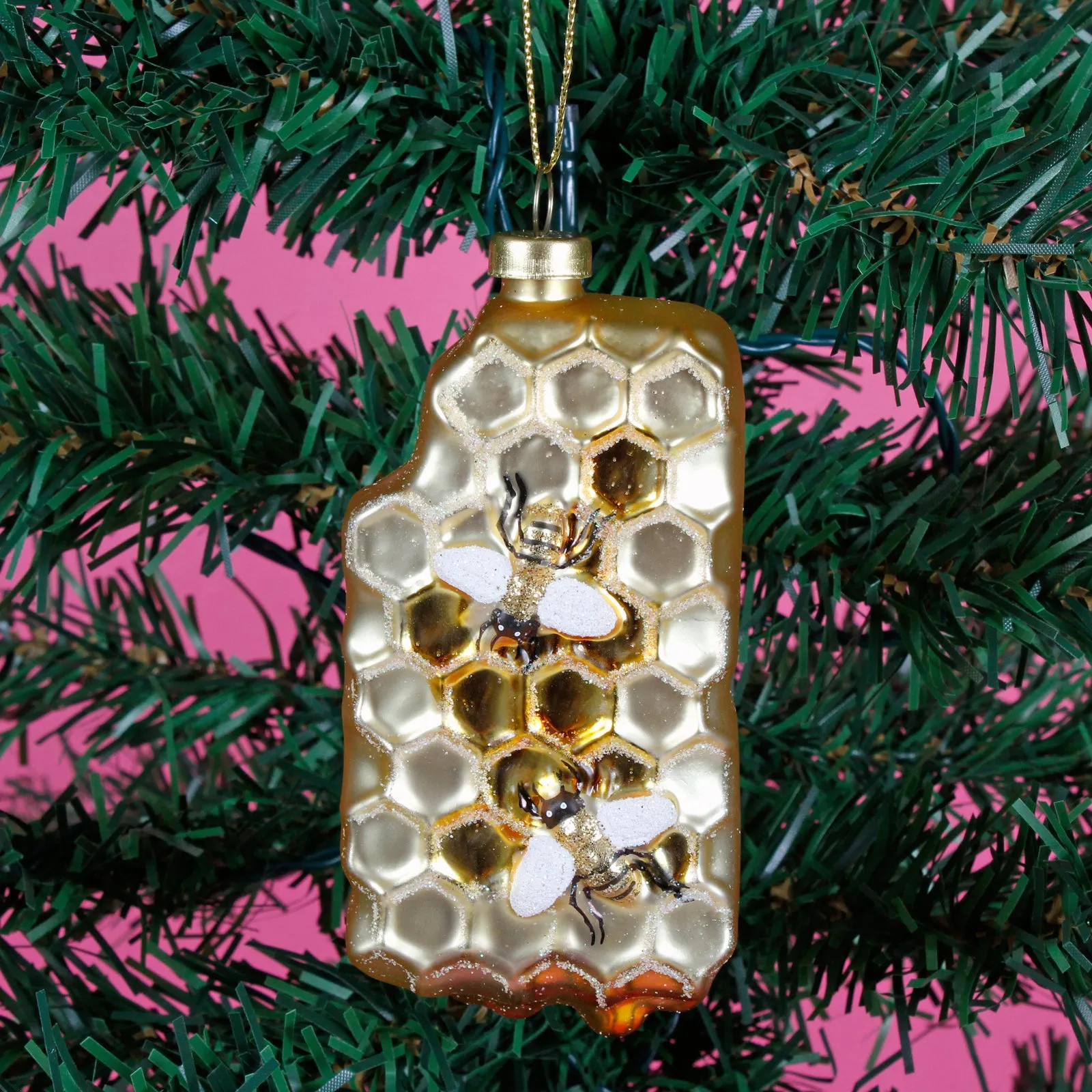 Bees on Honeycomb Shaped Bauble