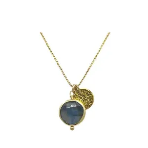 Bezel Set Gemstone Cluster Necklace: Labradorite (NGCH7446LD)