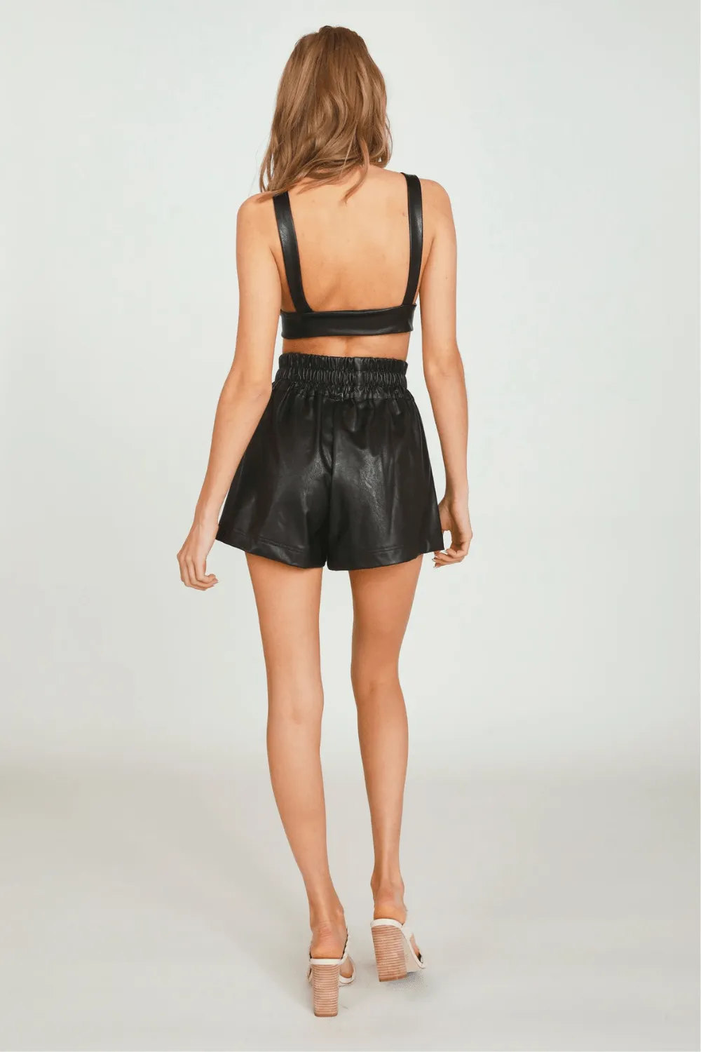 Black Faux Leather Bra Top