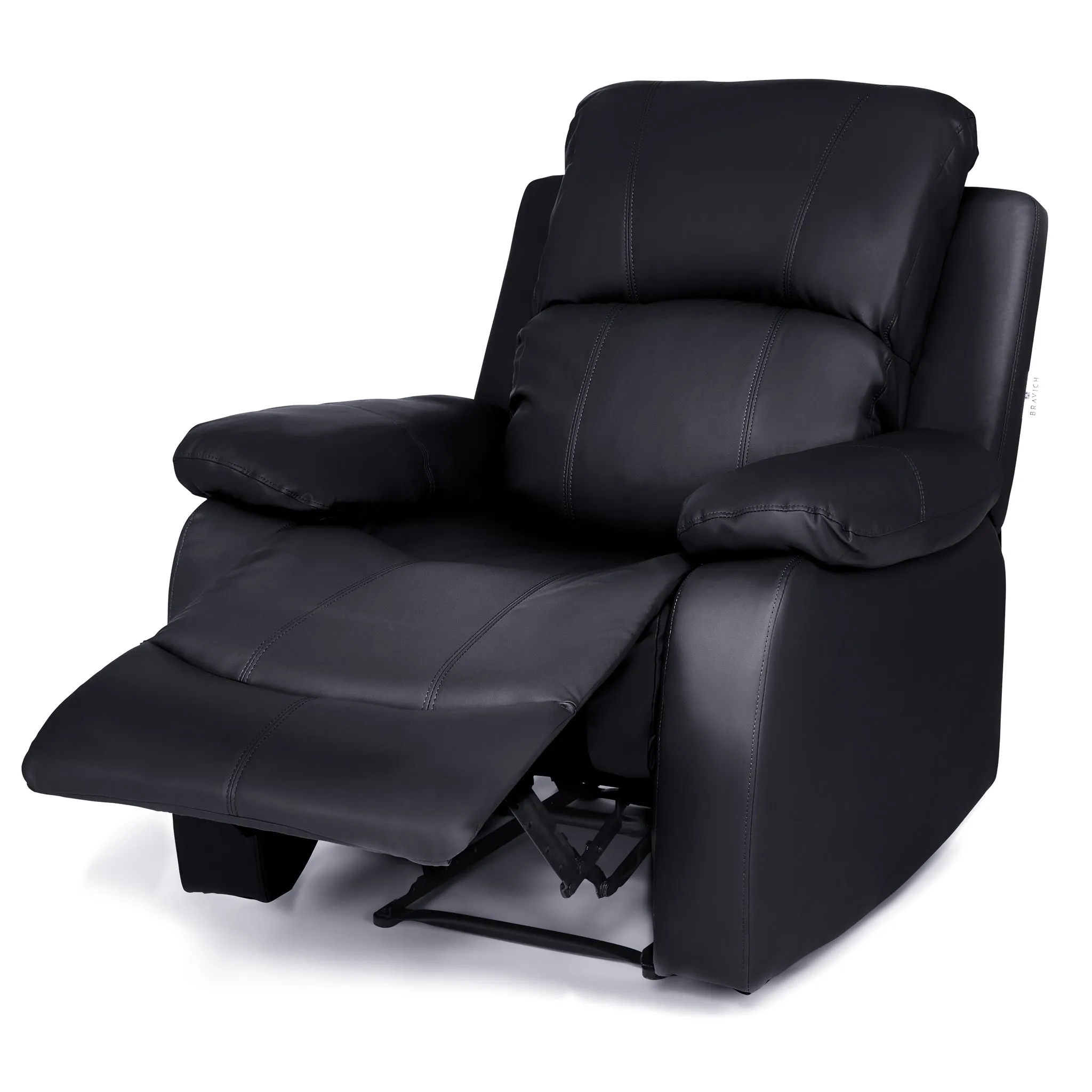 Black Faux Leather Manual Recliner Sofa Suite