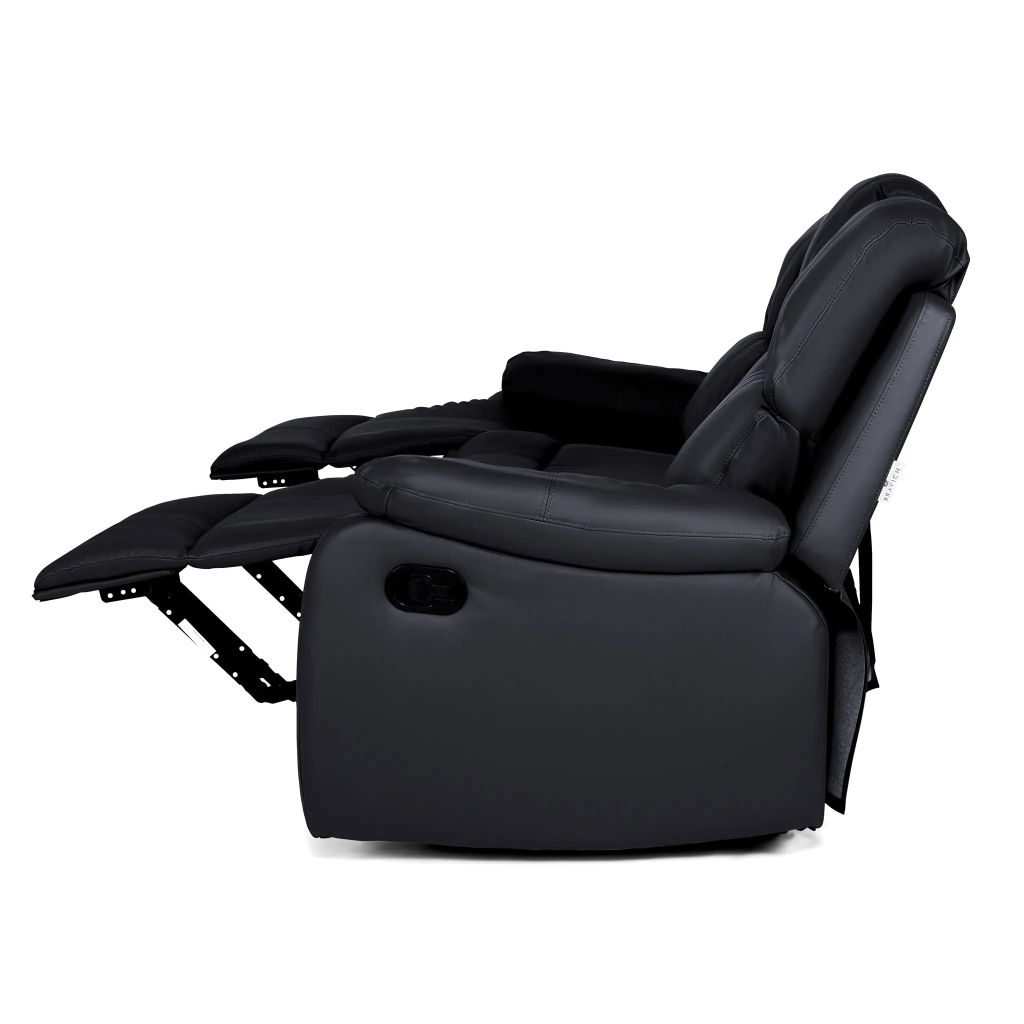 Black Faux Leather Manual Recliner Sofa Suite