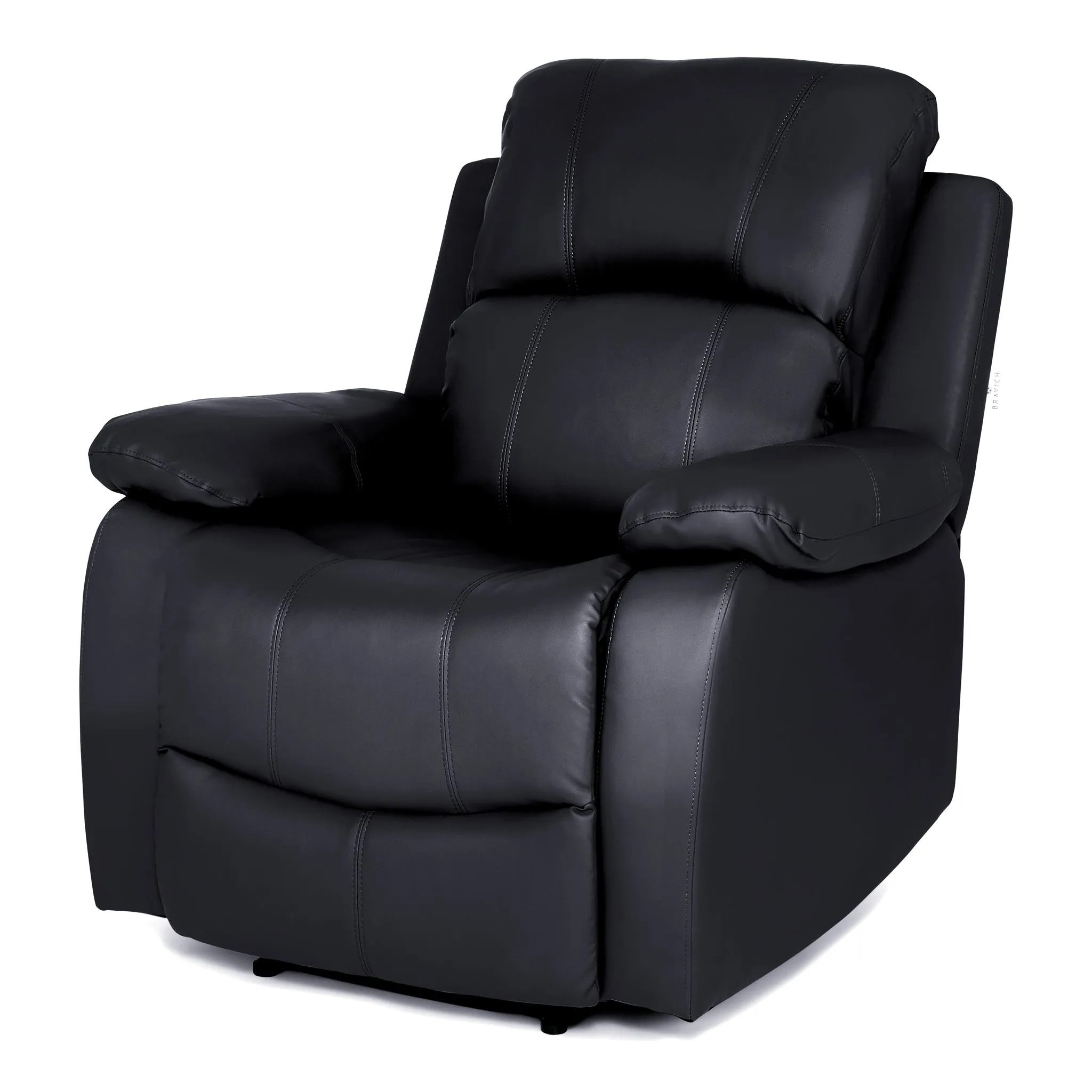 Black Faux Leather Manual Recliner Sofa Suite