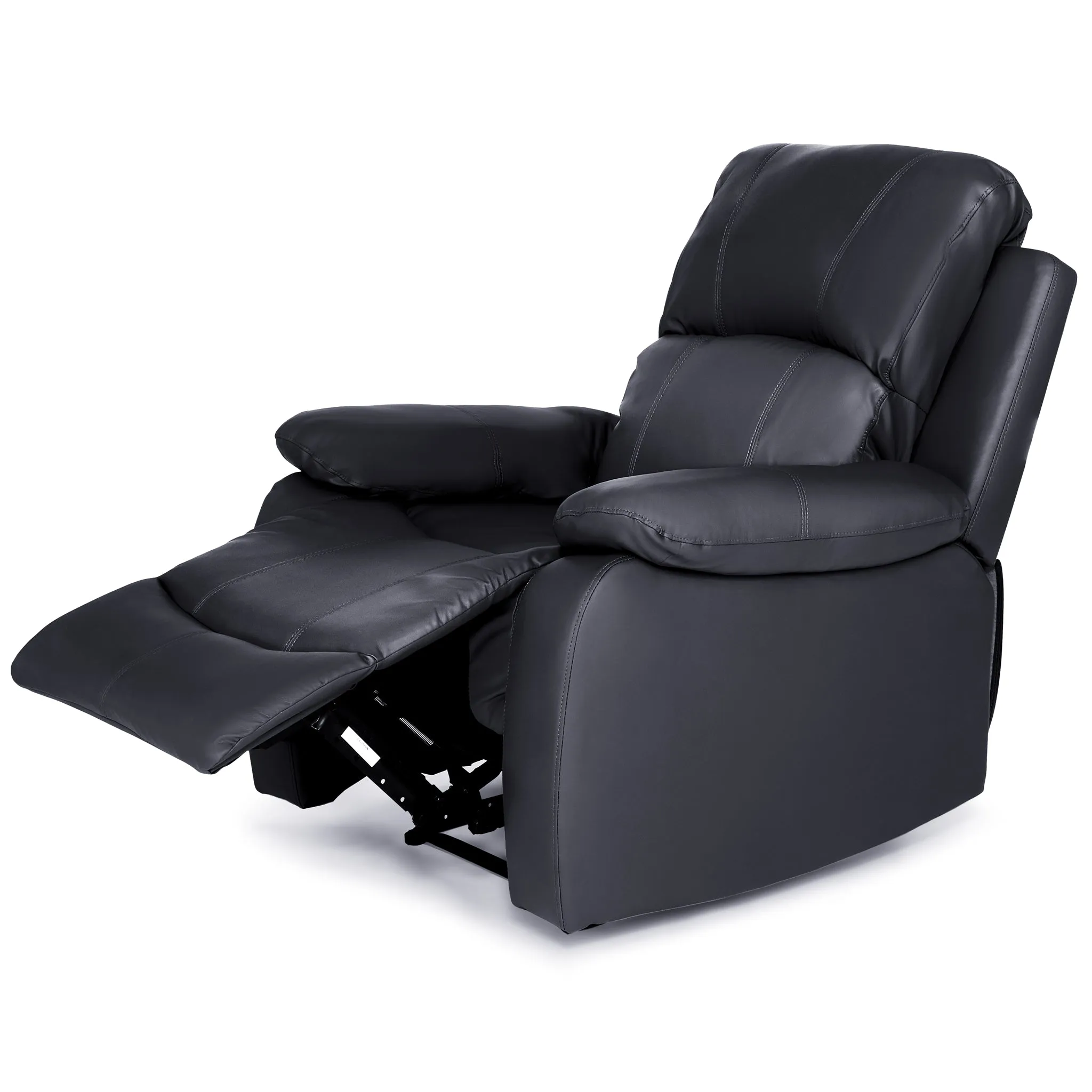 Black Faux Leather Manual Recliner Sofa Suite