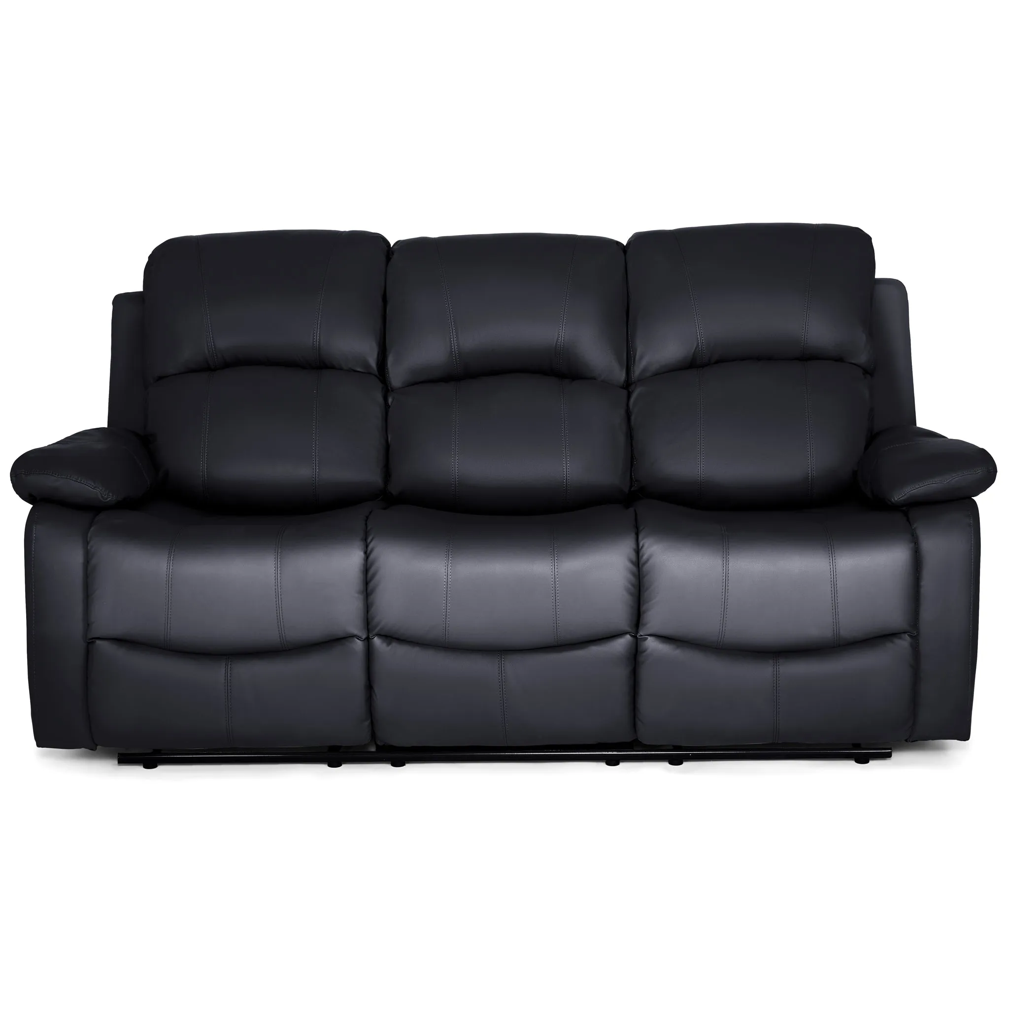 Black Faux Leather Manual Recliner Sofa Suite