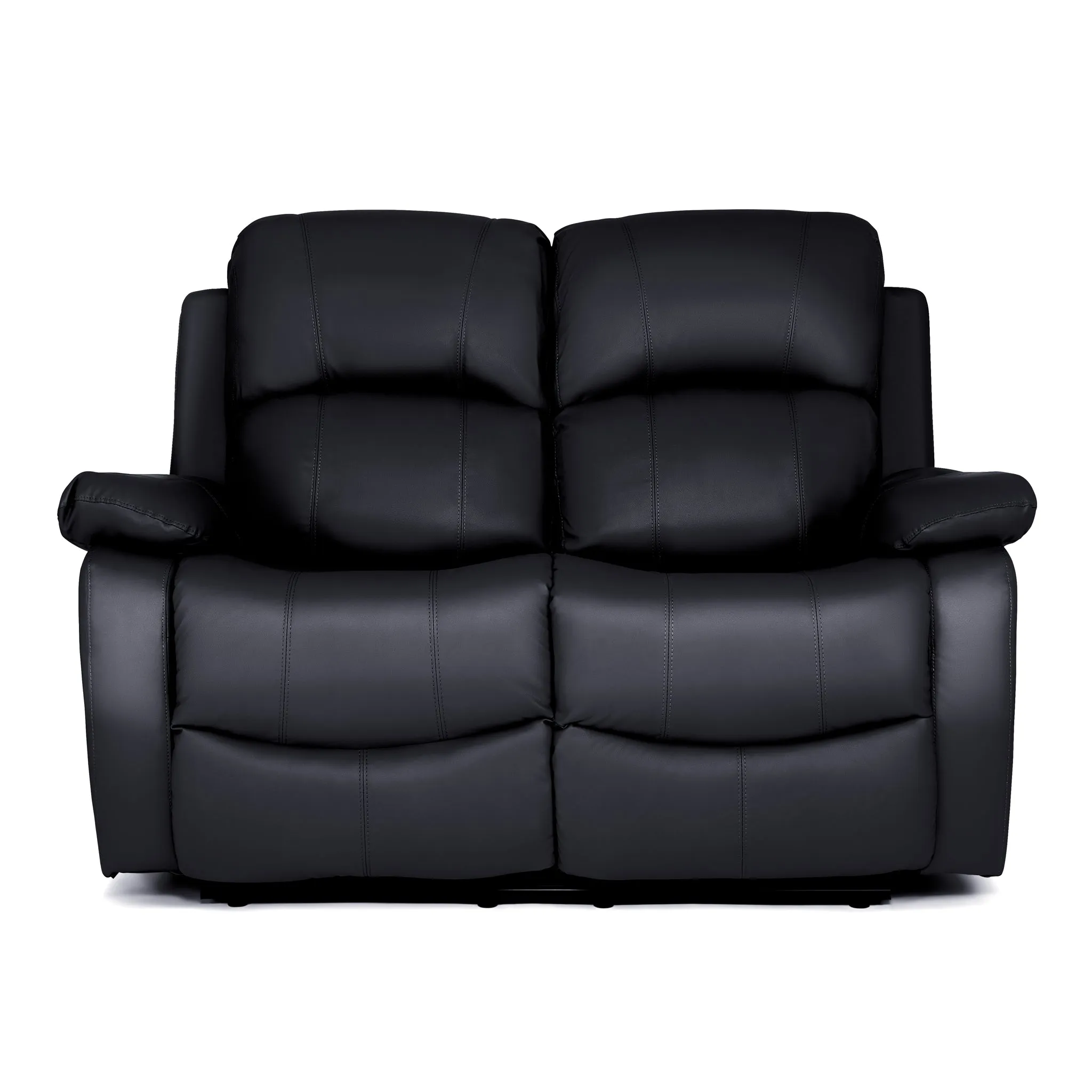 Black Faux Leather Manual Recliner Sofa Suite