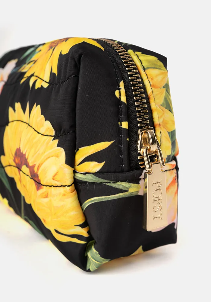 Black Sunflower Print Popsy Pencil Case