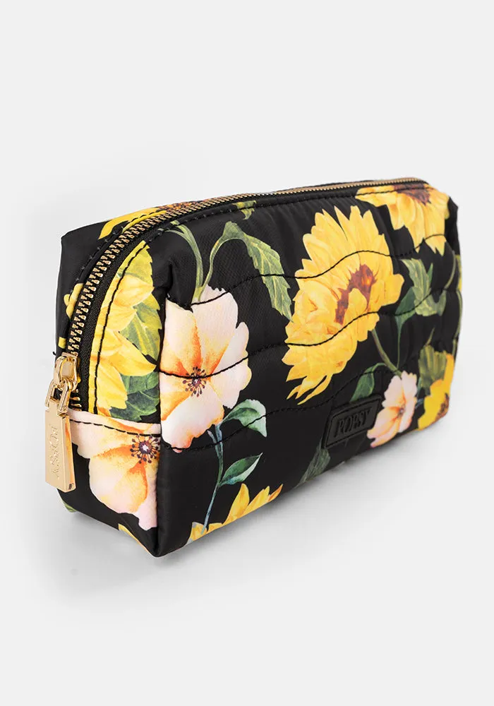 Black Sunflower Print Popsy Pencil Case