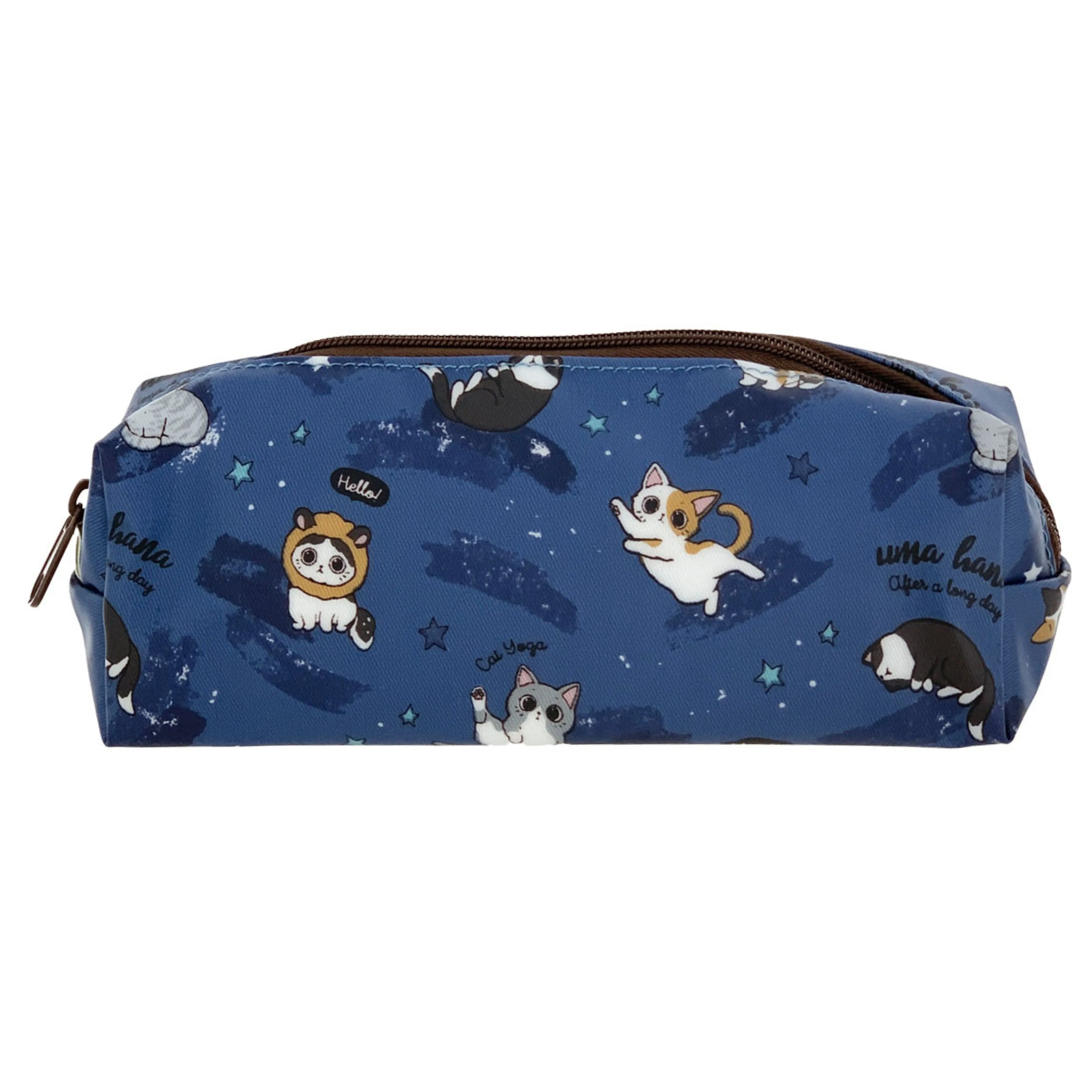 Blue Cat Yoga Large Pencil Case