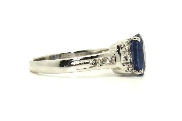 Blue Sapphire & Diamond Hot Cake Ring AD No. 0406