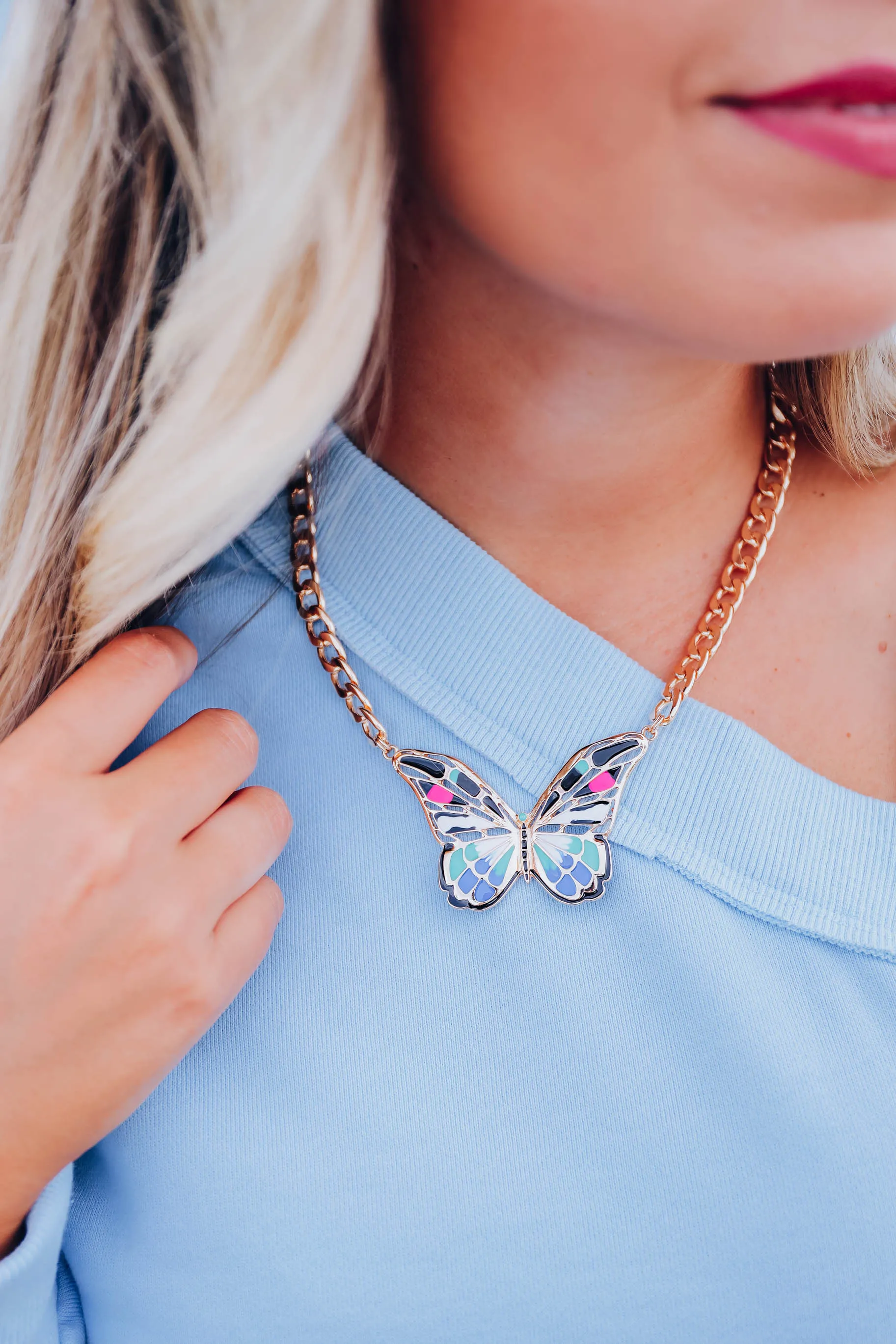 Brilliant Butterfly Necklace - Blue