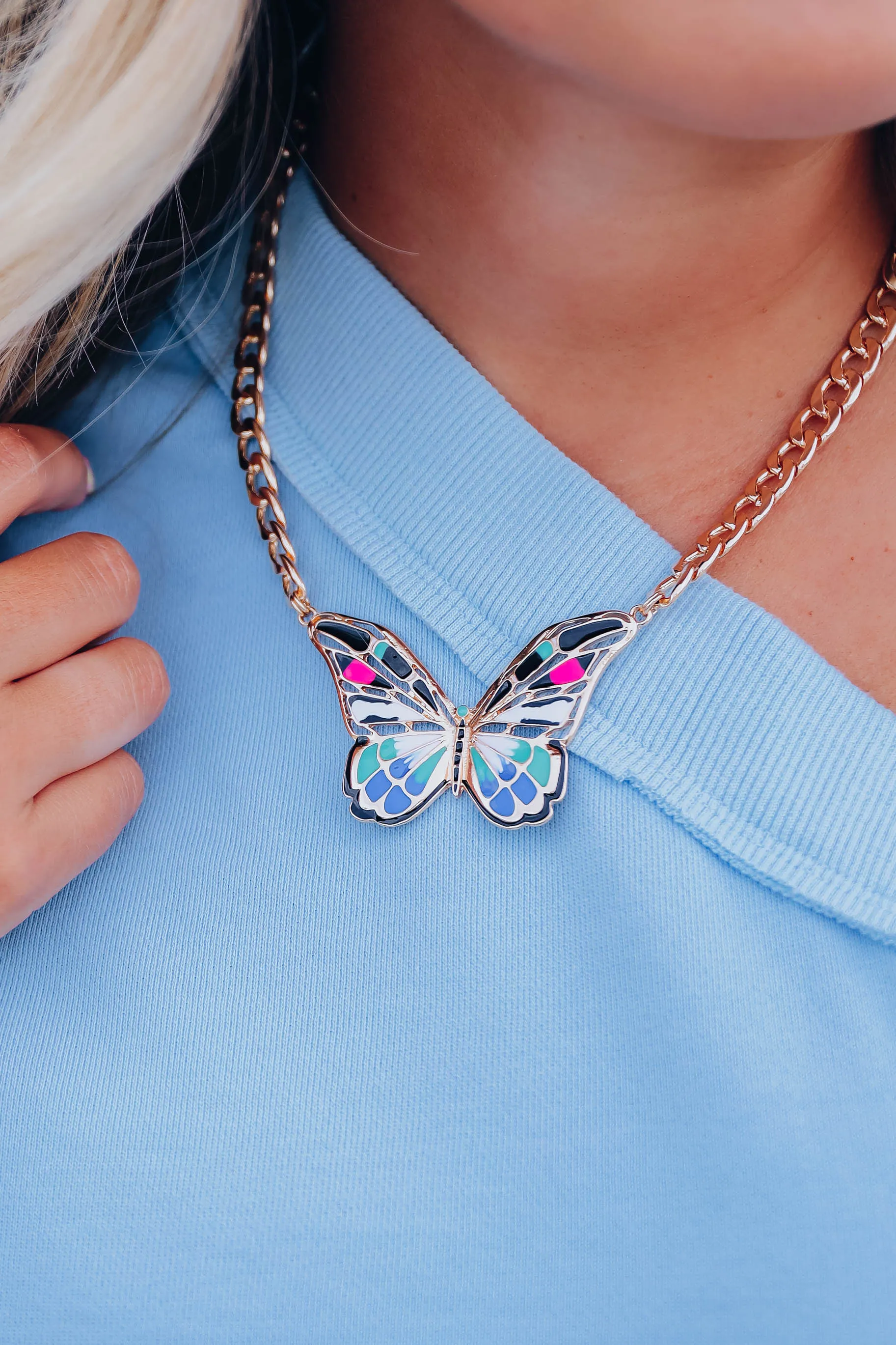 Brilliant Butterfly Necklace - Blue