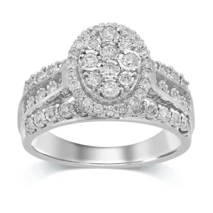 Brilliant Illusion Oval Miracle Halo Ring with 0.50ct of Diamonds in Sterling Silver