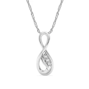 Brilliant Inside Swirl Necklace with 0.05ct of Diamonds in Sterling Silver