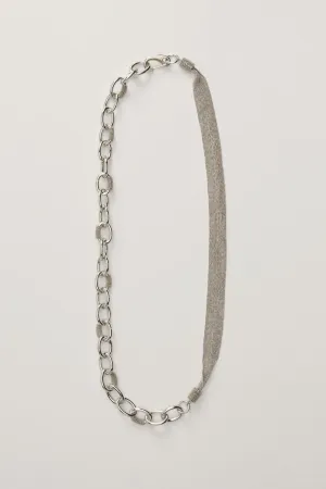 Brilliant Ribbon and Chain Necklace in Nickel