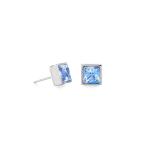 Brilliant Square big earrings silver light blue