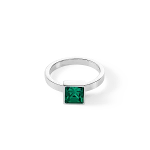 Brilliant Square big ring silver dark green