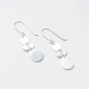 Brushed Silver Three Organic Shapes Earrings