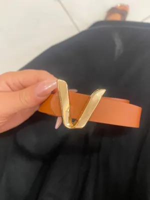 Camel Belt With V Buckle