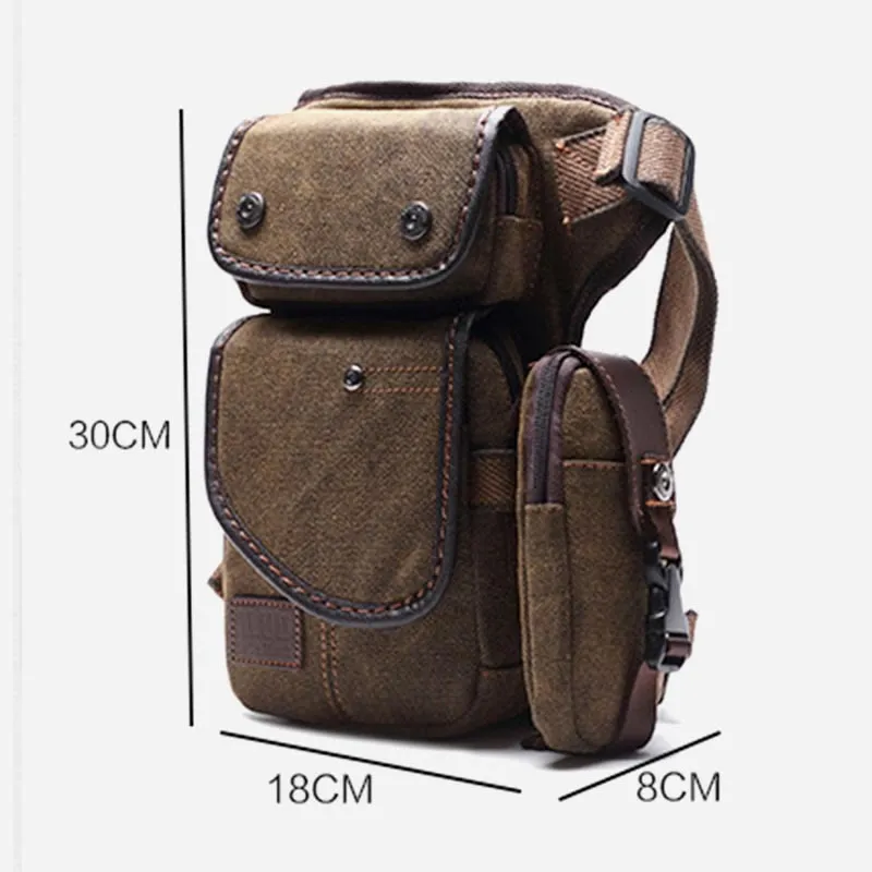 Canvas Leg Bag Men Travel Durable Vertical Outdoor Sports Tactical Hiking Leg Bag