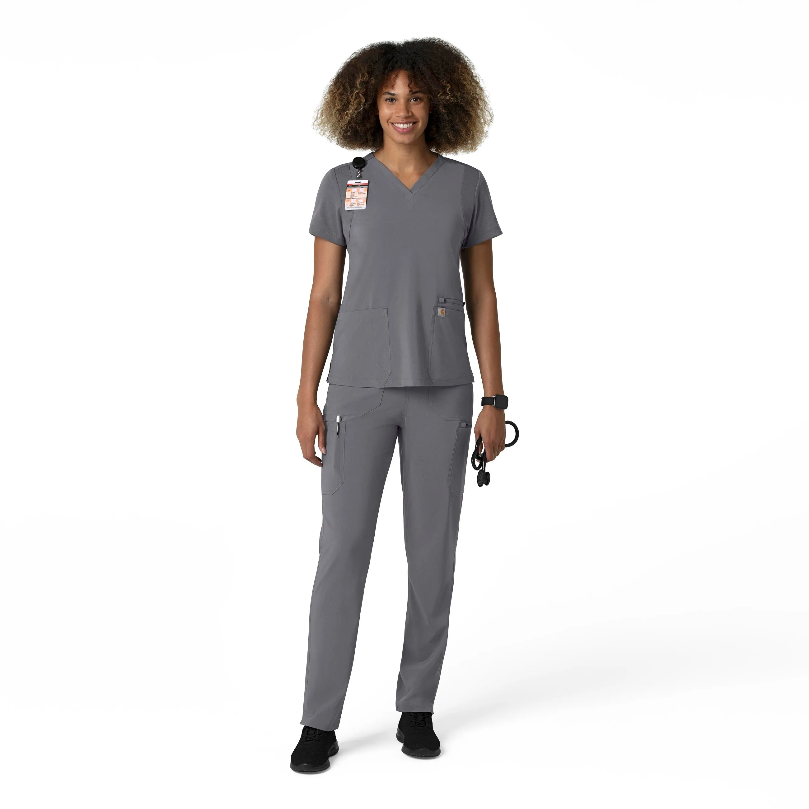 Carhartt Force Cross-Flex Women's Straight Leg Cargo Scrub Pant - Pewter