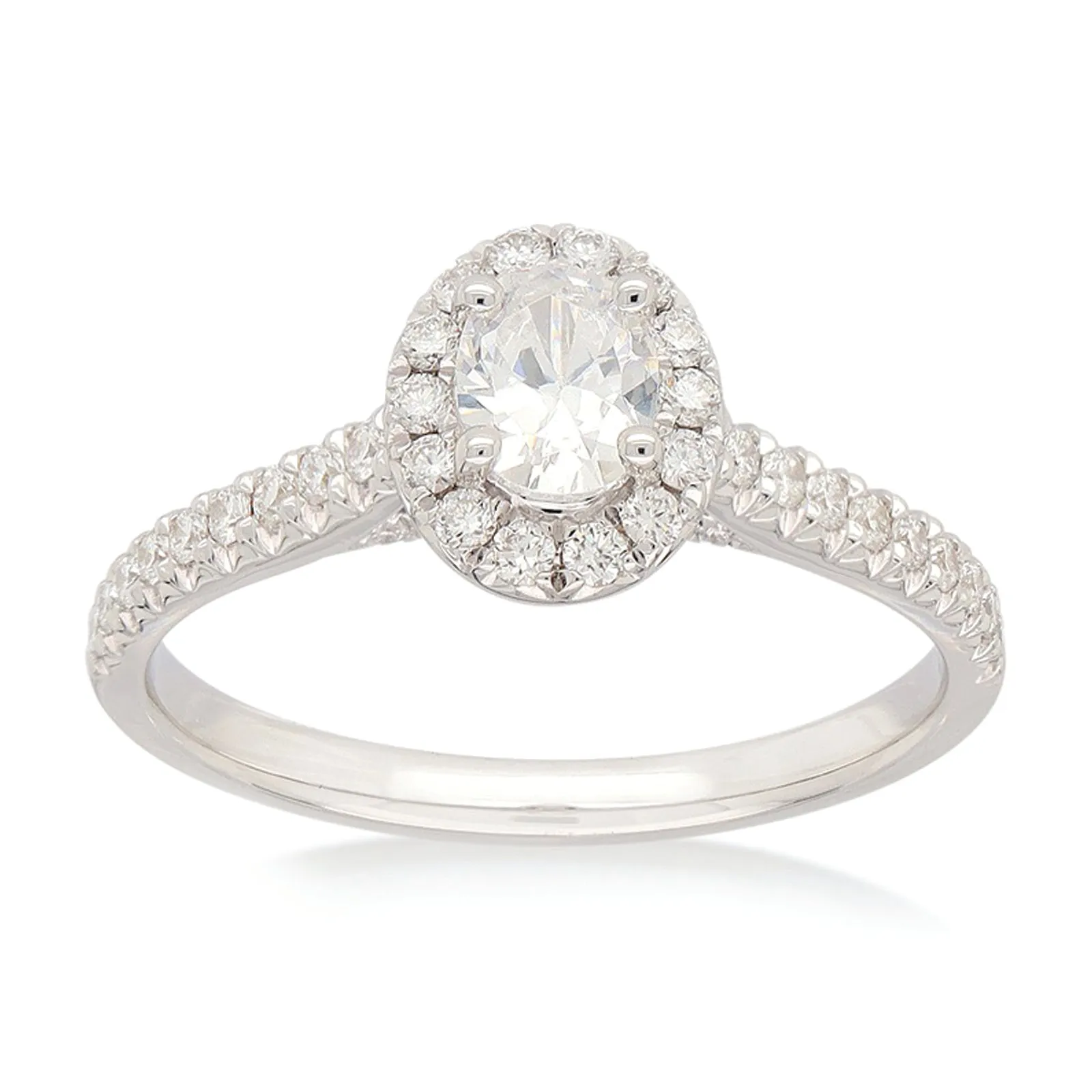 Celebration 18ct White Gold Oval & Round Brilliant Cut 3/4 CARAT tw of Lab Grown Diamond Ring