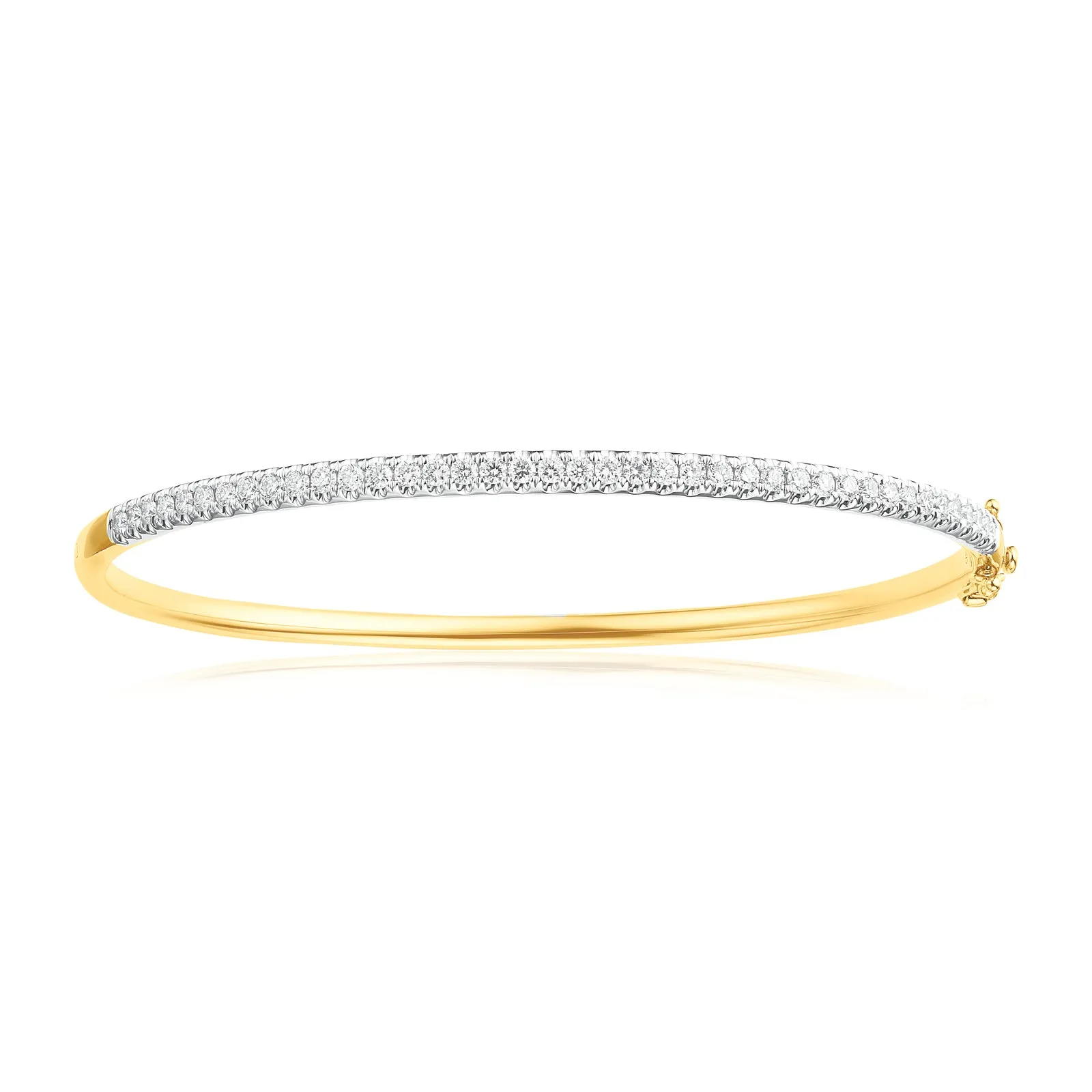 Celebration 9ct Yellow Gold Round Brilliant Cut 1 Carat tw of Lab Grown Diamonds Bangle