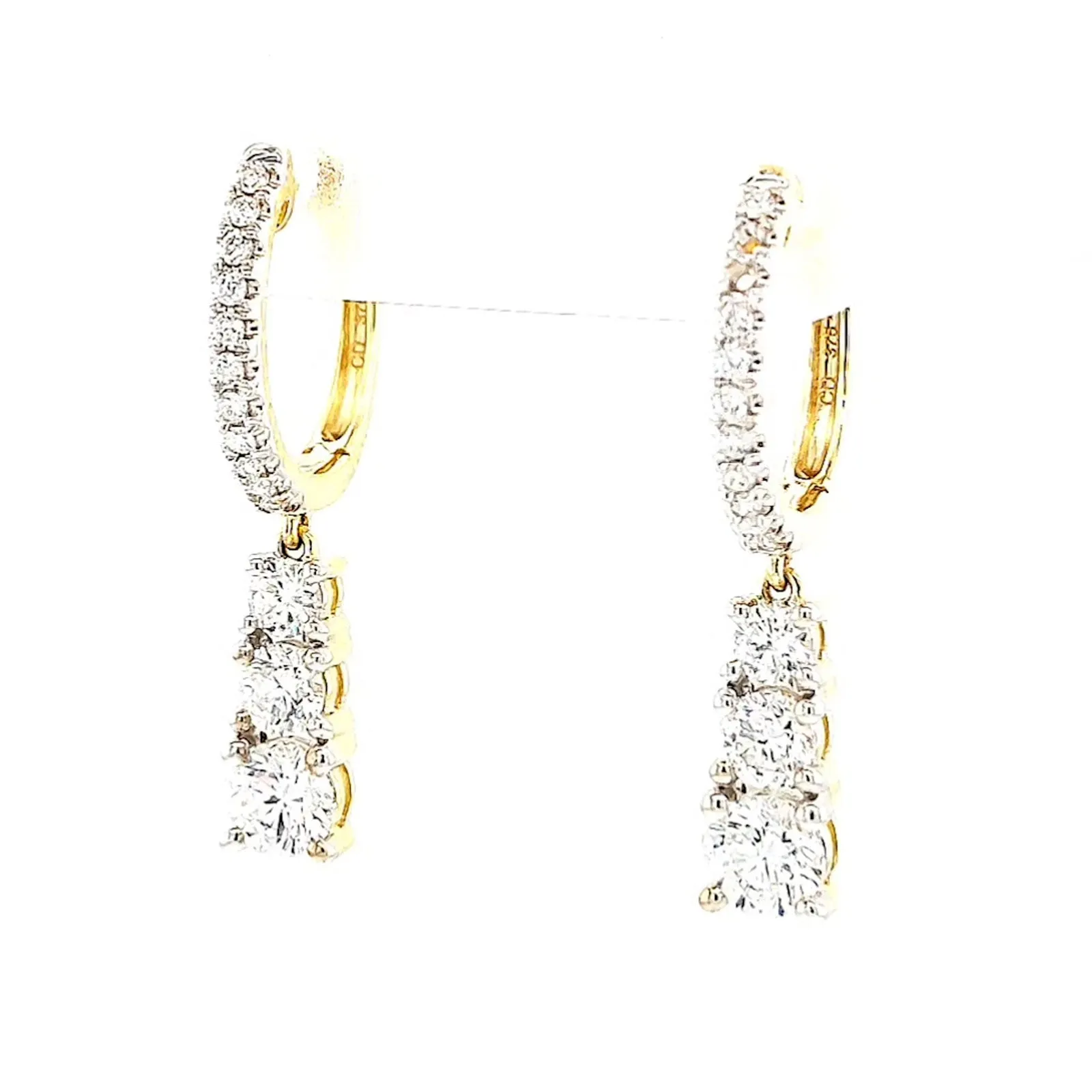 Celebration 9ct Yellow Gold Round Brilliant Cut 1 Carat tw of Lab Grown Diamonds Drop Earrings