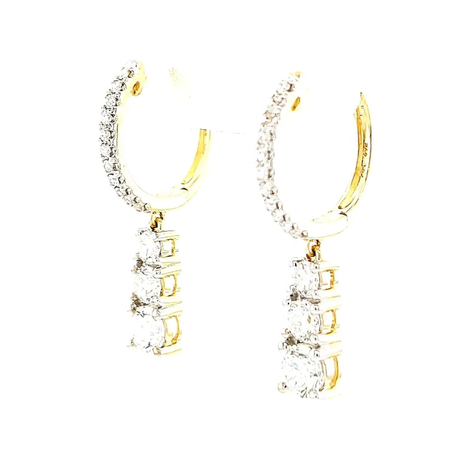 Celebration 9ct Yellow Gold Round Brilliant Cut 1 Carat tw of Lab Grown Diamonds Drop Earrings