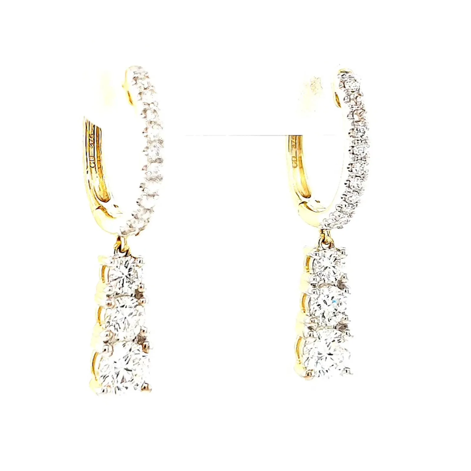 Celebration 9ct Yellow Gold Round Brilliant Cut 1 Carat tw of Lab Grown Diamonds Drop Earrings