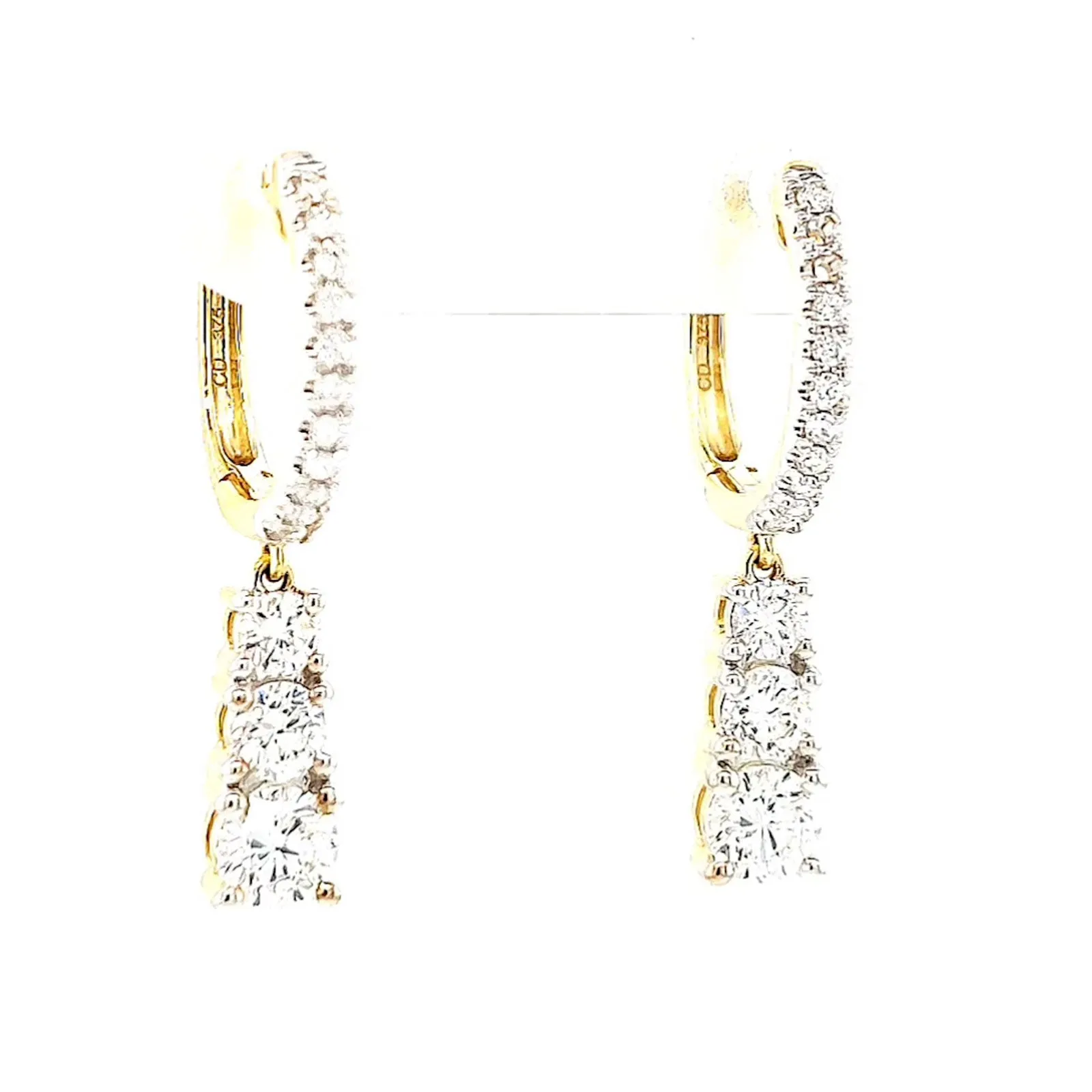 Celebration 9ct Yellow Gold Round Brilliant Cut 1 Carat tw of Lab Grown Diamonds Drop Earrings