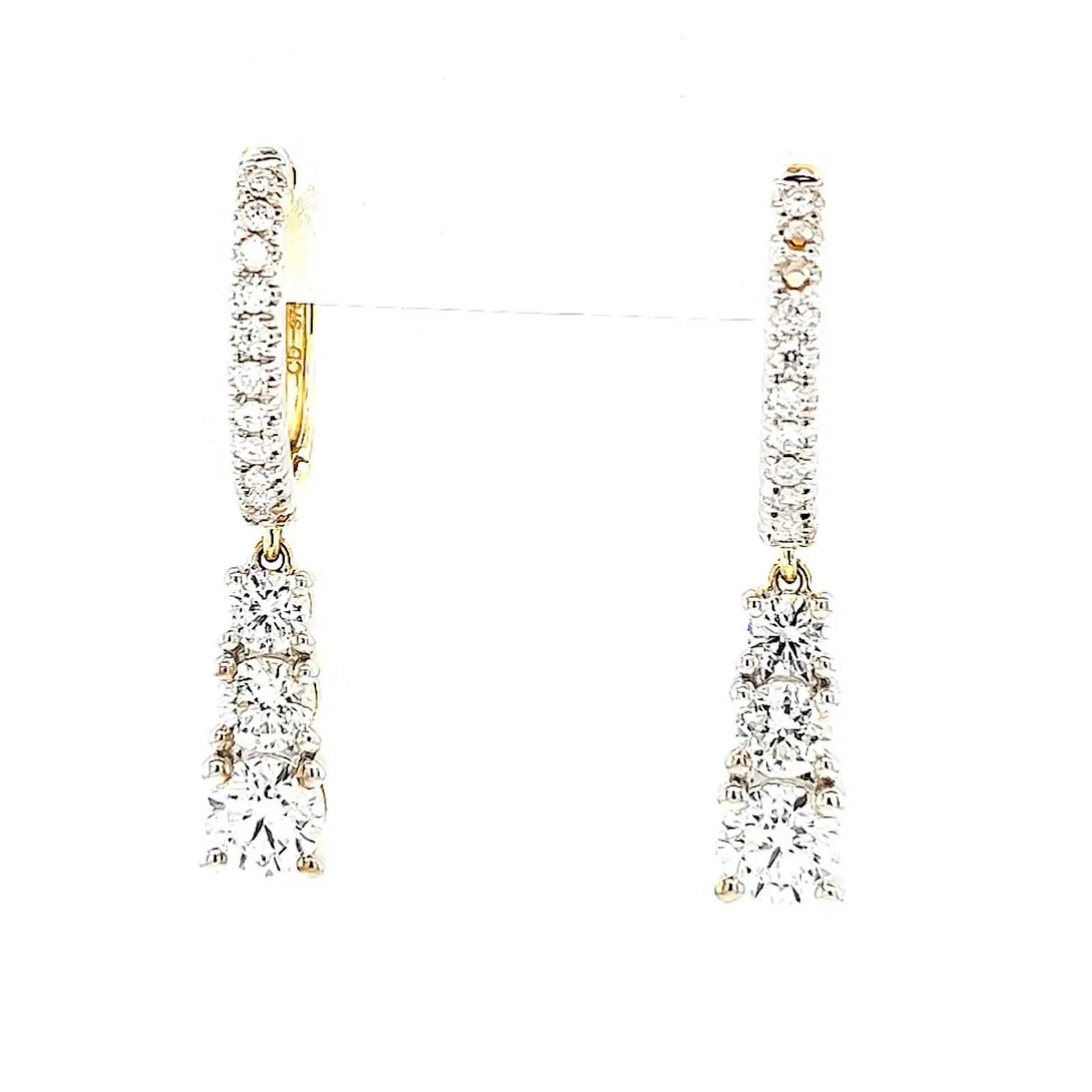 Celebration 9ct Yellow Gold Round Brilliant Cut 1 Carat tw of Lab Grown Diamonds Drop Earrings