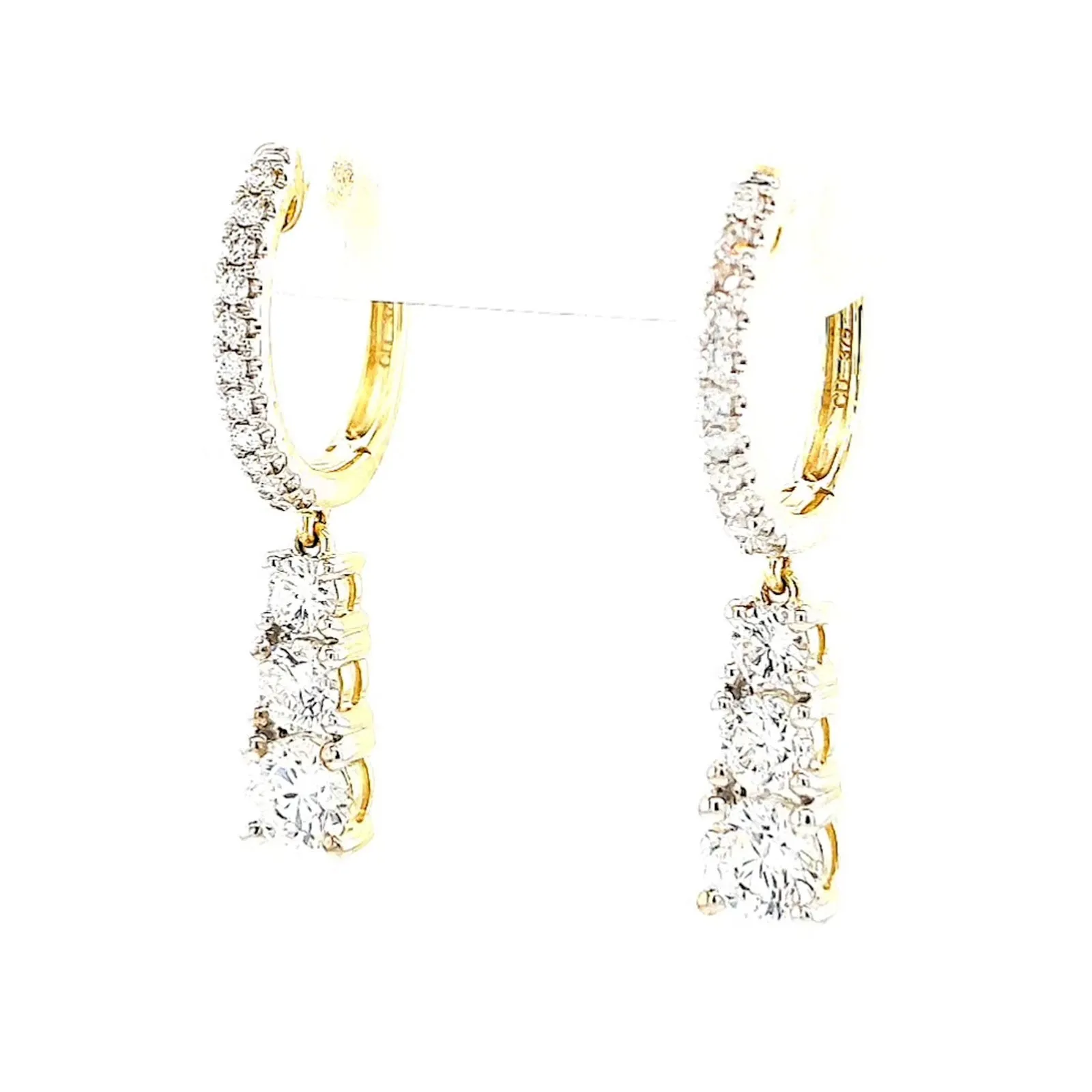 Celebration 9ct Yellow Gold Round Brilliant Cut 1 Carat tw of Lab Grown Diamonds Drop Earrings