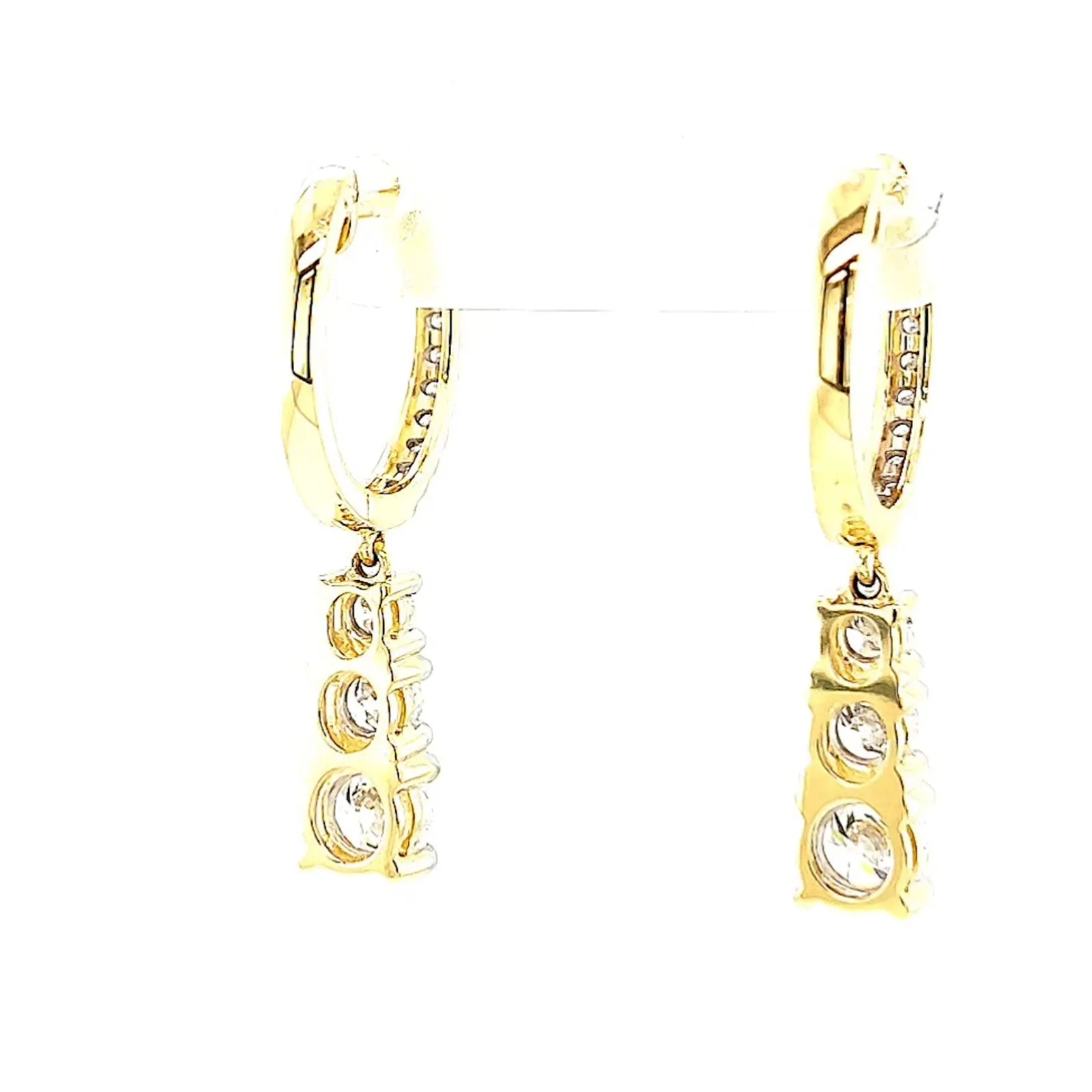 Celebration 9ct Yellow Gold Round Brilliant Cut 1 Carat tw of Lab Grown Diamonds Drop Earrings