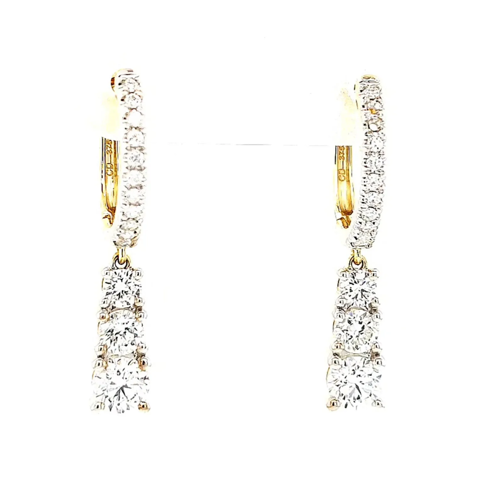 Celebration 9ct Yellow Gold Round Brilliant Cut 1 Carat tw of Lab Grown Diamonds Drop Earrings