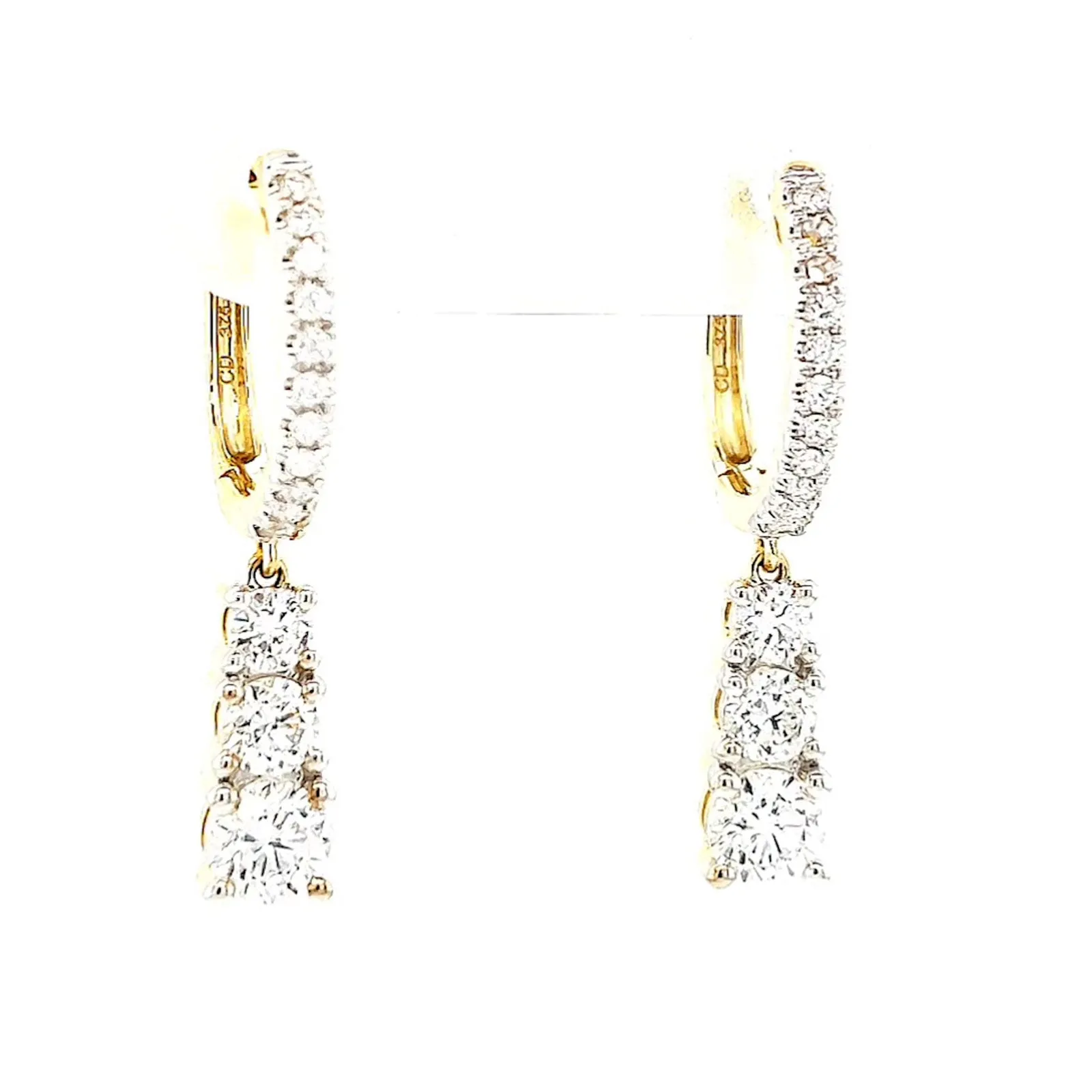 Celebration 9ct Yellow Gold Round Brilliant Cut 1 Carat tw of Lab Grown Diamonds Drop Earrings