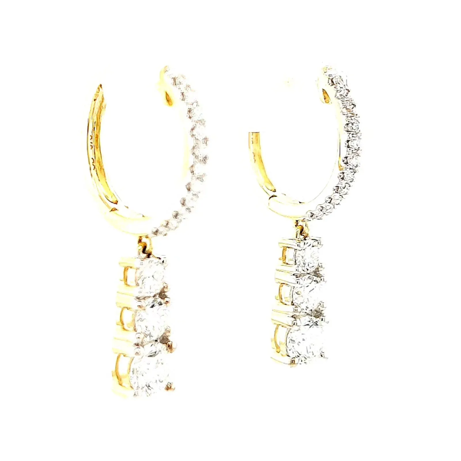 Celebration 9ct Yellow Gold Round Brilliant Cut 1 Carat tw of Lab Grown Diamonds Drop Earrings