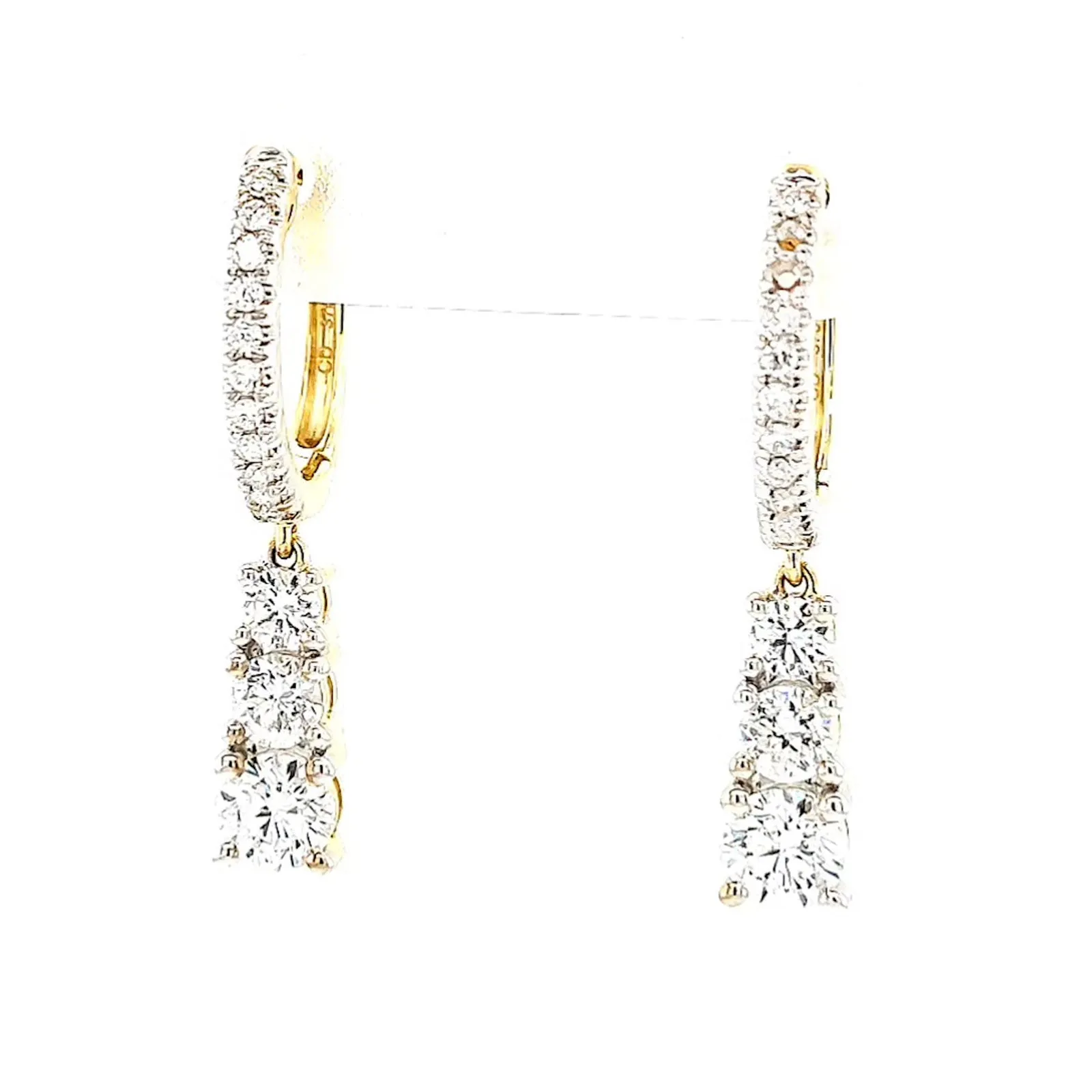 Celebration 9ct Yellow Gold Round Brilliant Cut 1 Carat tw of Lab Grown Diamonds Drop Earrings