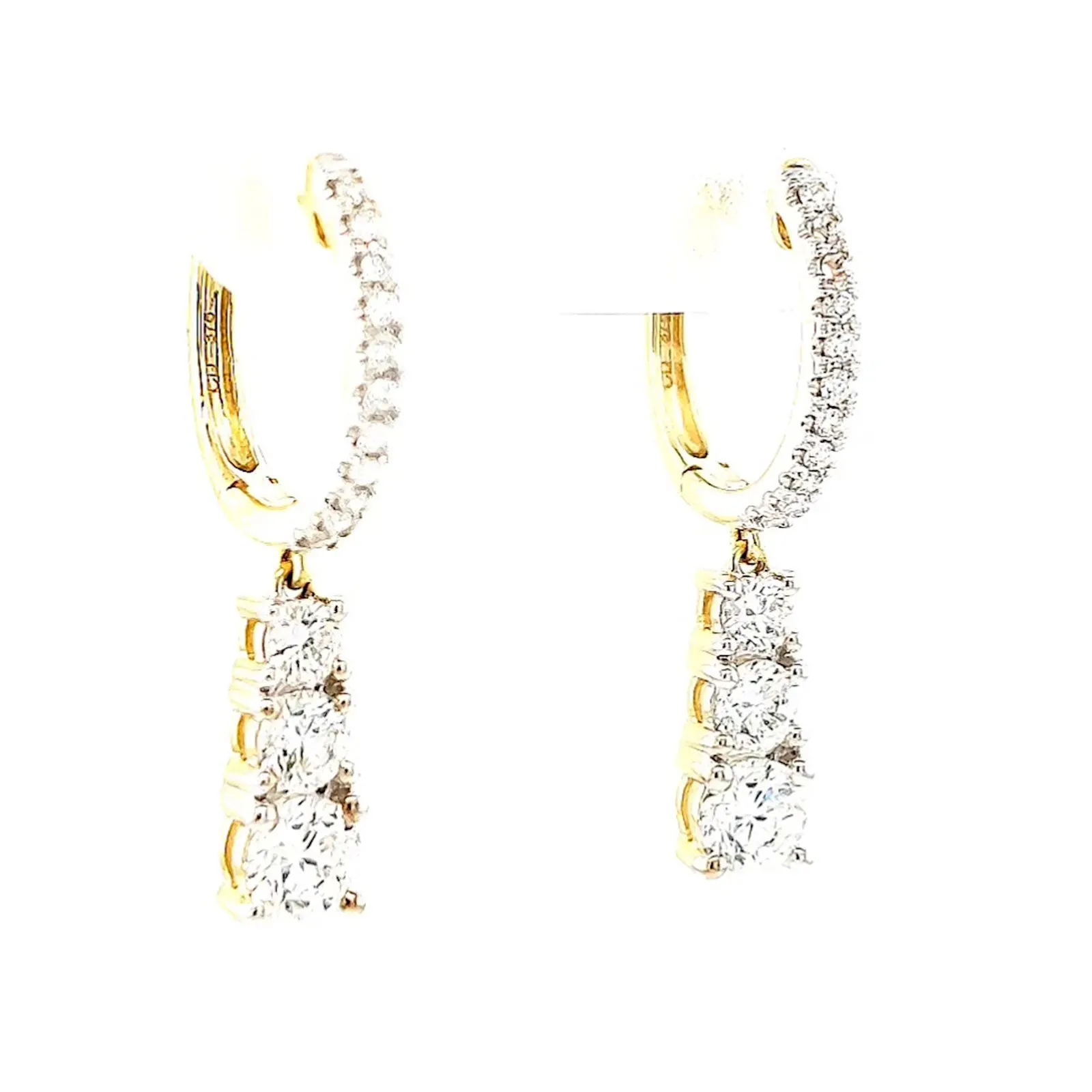 Celebration 9ct Yellow Gold Round Brilliant Cut 1 Carat tw of Lab Grown Diamonds Drop Earrings