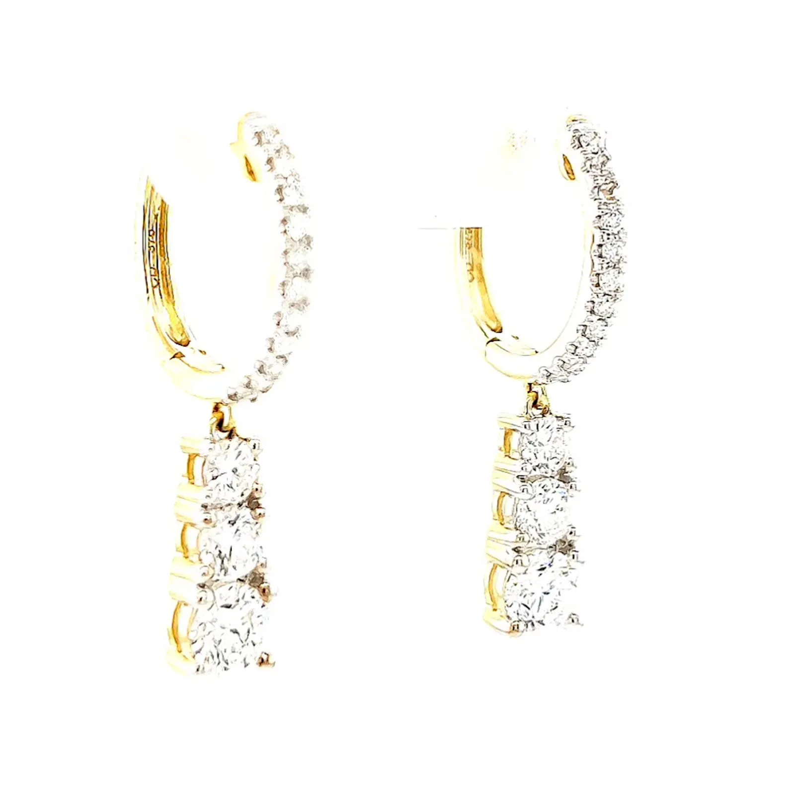 Celebration 9ct Yellow Gold Round Brilliant Cut 1 Carat tw of Lab Grown Diamonds Drop Earrings