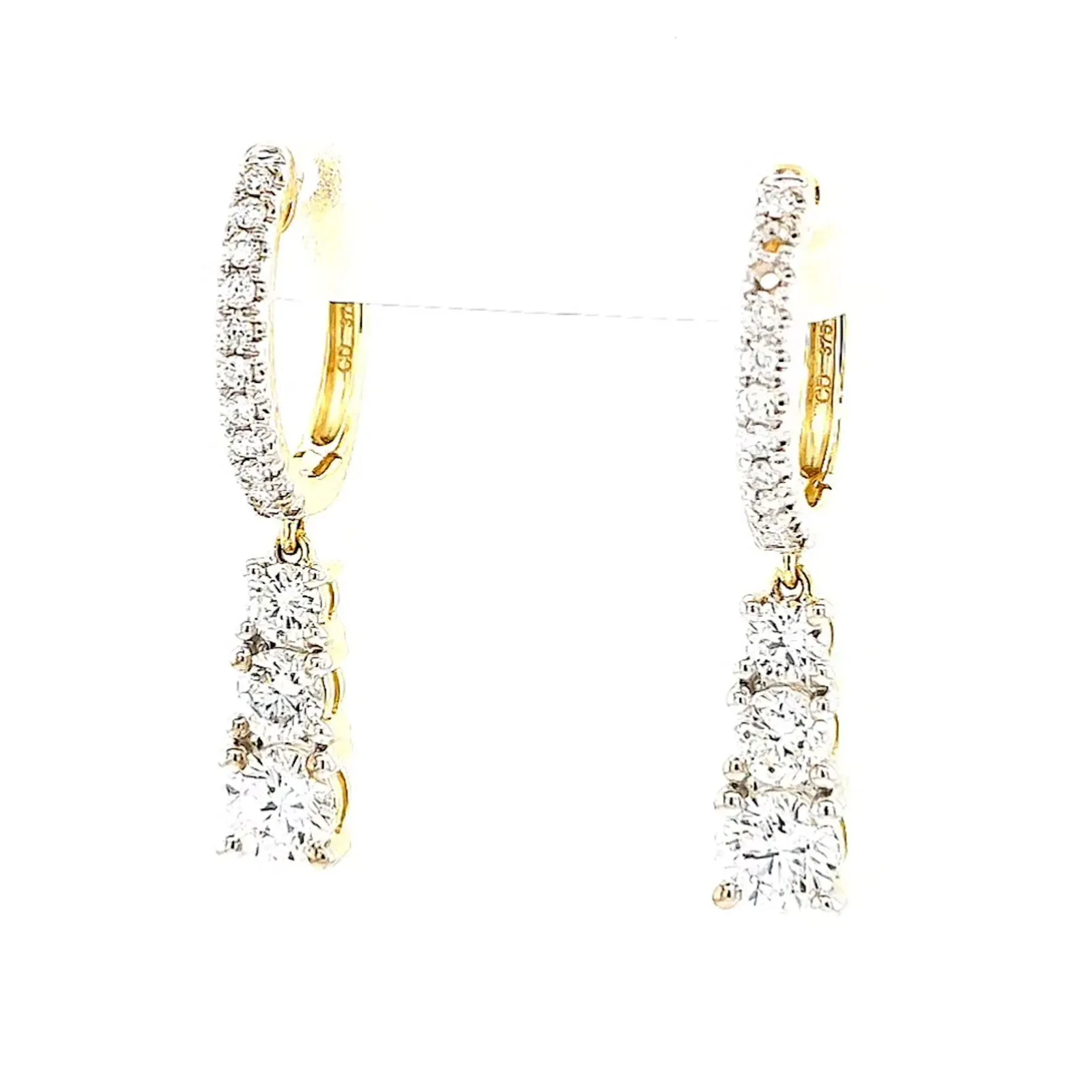 Celebration 9ct Yellow Gold Round Brilliant Cut 1 Carat tw of Lab Grown Diamonds Drop Earrings