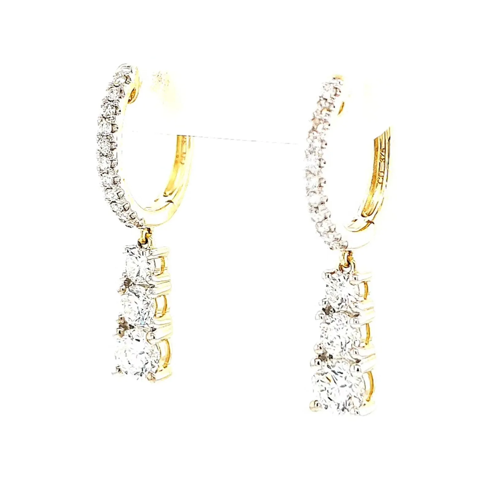 Celebration 9ct Yellow Gold Round Brilliant Cut 1 Carat tw of Lab Grown Diamonds Drop Earrings