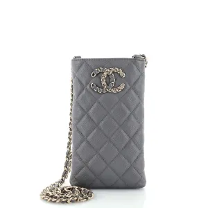 CHANEL French New Wave Phone Holder Crossbody Bag Quilted Caviar