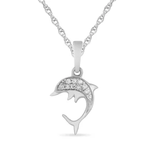 Children's Dolphin Necklace with 0.03ct of Diamonds in Sterling Silver